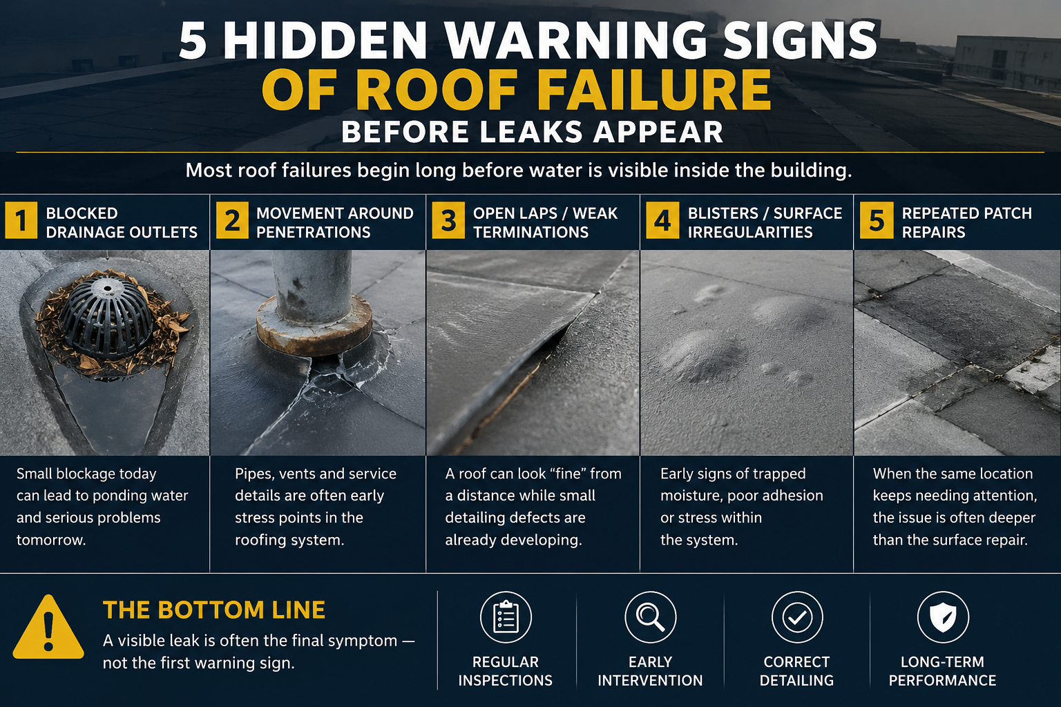 Five hidden warning signs of roof failure before leaks appear